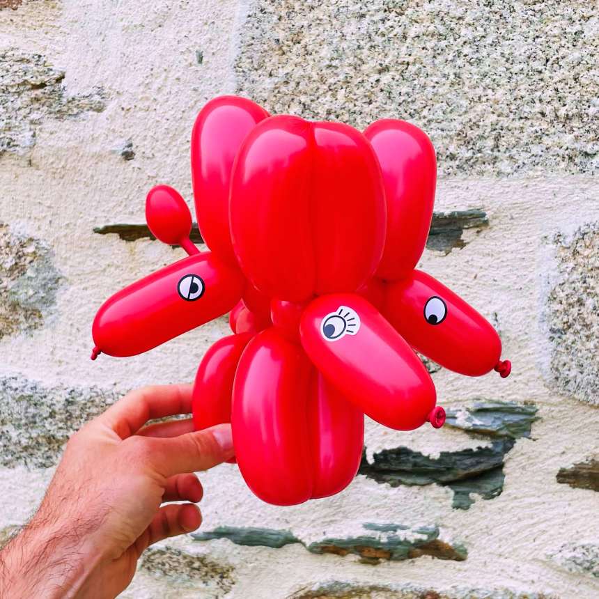 sculpture de ballon paris idf chien 3 têtes