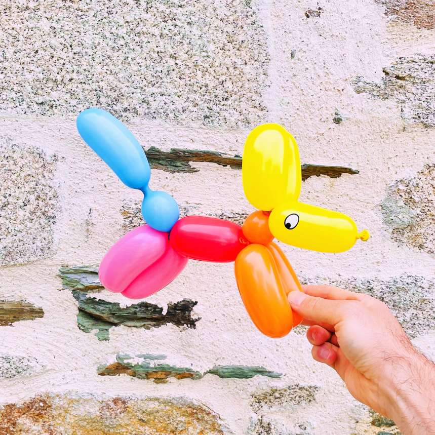 sculpture de ballon paris idf chien multicolore